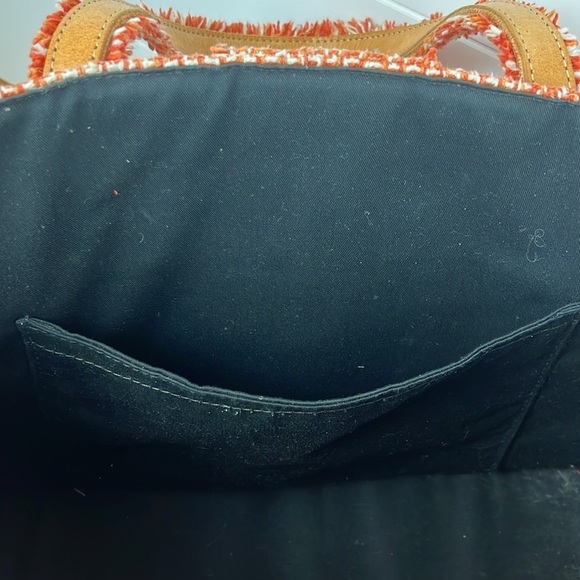 Kooreloo tweed large tote in orange leather handles shoulder bag gold buttons - Picture 12 of 12